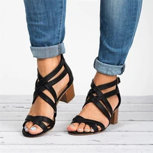 2019 Ankle Wrap Heels Women Gladiator Cross Sandals Summer Shoes Women Open Toe Chunky High Heels Sandals Sandalias Mujer P25 fashion design women full grain leather pumps summer ankle wrap cool high heels shoes for women closed toe women sandals