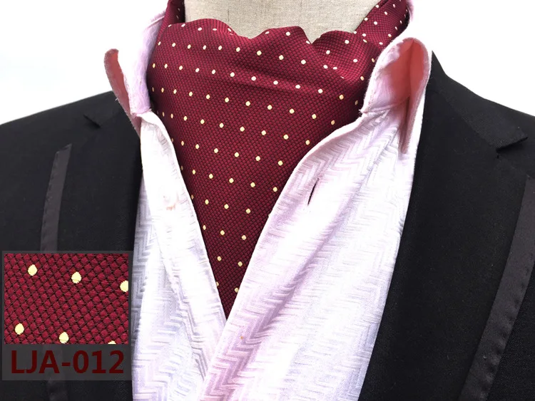 Новый для мужчин винтаж горошек свадебные формальные галстук Ascot Scrunch Self британский стиль джентльмен полиэстер шелковый галстук роскошные