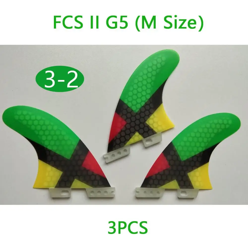 FCS2 G5 стеклопластиковые плавники для серфинговой доски 3 шт. Средний Подруливающее устройство Future Surfing плавники - Цвет: 3-2 FCS II