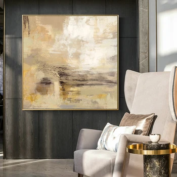 

Posters and Prints Wall Art Modern Canvas Painting Golden Yellow Abstract Art Pictures for Living Room Home Decoracion Frameless