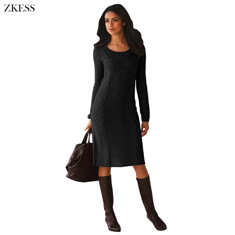 Black-Women-s-Hand-Knitted-Sweater-Dress-LC27772-2-1 