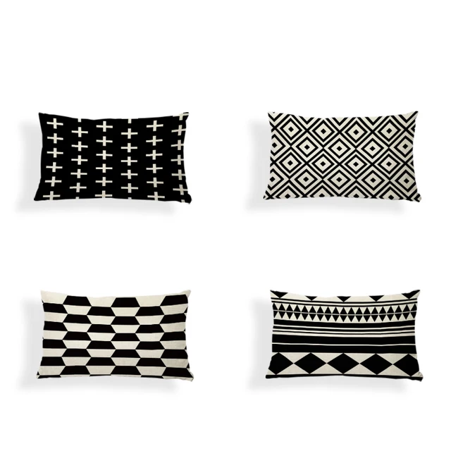 Cheap Rectangle Cushion Cover Black and Beige Geometric Lumbar Pillowcase Striped Trigon Square 30*50cm Decor Living Room Rock Chair Cheap Rectangle Cushion Cover Black and Beige Geometric Lumbar Pillowcase Striped Trigon Square 30*50cm Decor Living Room Rock Chair
