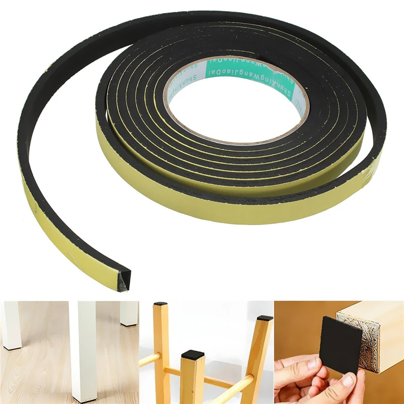MTSPACE 2 Meters Window Door Foam Adhesive Draught Excluder Strip Sealing Tape Adhesive Tape Rubber Weather Strip E/D/I-type