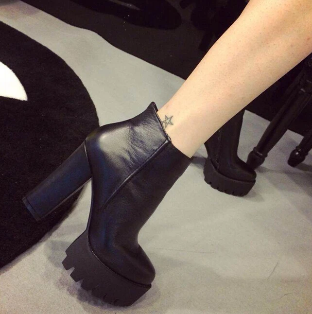2015 winter fashion boots thick heel platform high-heeled martin fleece lined women's shoes | Обувь