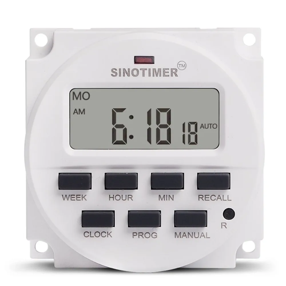 

SINOTIMER AC 220V Weekly 7 Days Programmable Digital Time Switch Relay Timer Control Din Rail Mount for Electric Appliance