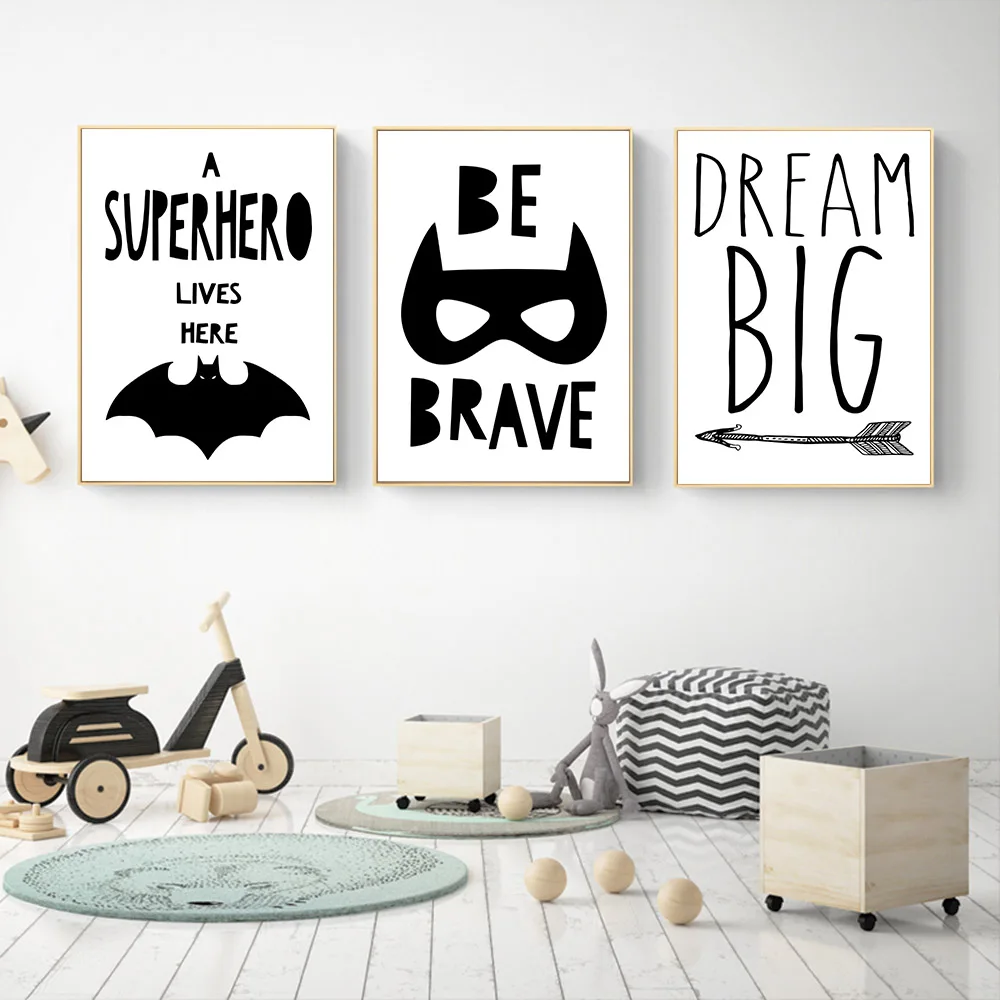 

Be Brave Motivational Cartoon Nursery Canvas Poster Canvas Art Print Painting Wall Picture for Children Living Room Decor