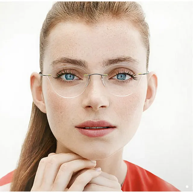 MINCL 2017 Cat Eye Rimless Prescription Glasses Frame Women Titanium Eyeglasses Myopia Optical
