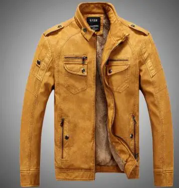 2019 Manufacturers Direct New Men's Leather Jacket Long Sleeve Collar Inside Riga Velvet Jacket Black Size L-XXL