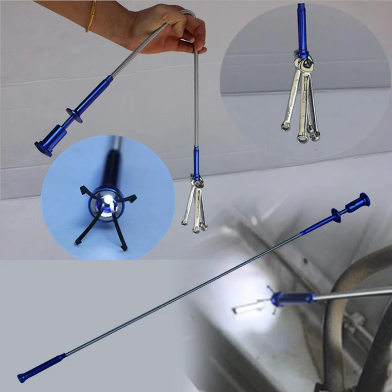 

615mm 4 Claw Magnetic Pick Up Tool With LED For Home Garden Usage Blue
