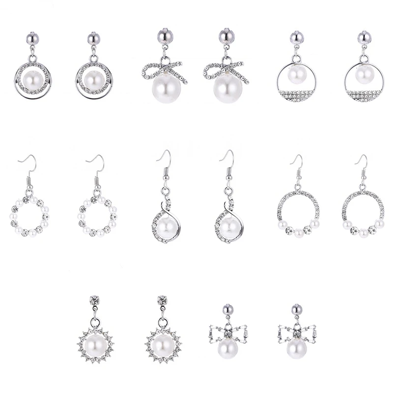 Лидер продаж, 1 пара, женские элегантные серьги с кристаллами и жемчугом гвоздики украшение, подарок