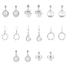 Лидер продаж, 1 пара, женские элегантные серьги с кристаллами и жемчугом гвоздики украшение, подарок