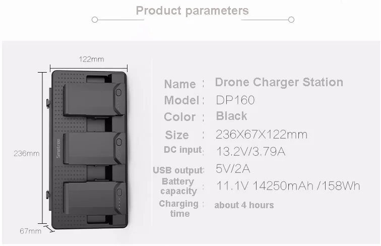 Smatree зарядное устройство для DJI Mavic Air Drone, DJI Mavic air зарядное устройство