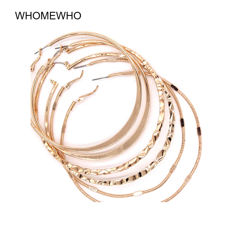 

Fashion Round Shape Metallic Bamboo Hoop Earring Gold Hammered metal Women Party Wedding Accessories Jewelry Gifts