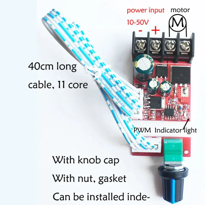 DC10V-50V 15A ШИМ контроллер скорости двигателя постоянного тока модуль светодиодный диммер с переключателем