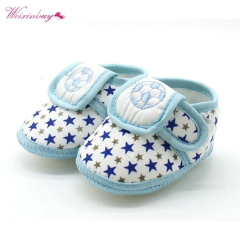 

Soft Sole Baby Shoes Newborn Girls Boys New Cute Star Soccer Pattern Cotton First Walkers Toddler Moccasins Black Red Blue