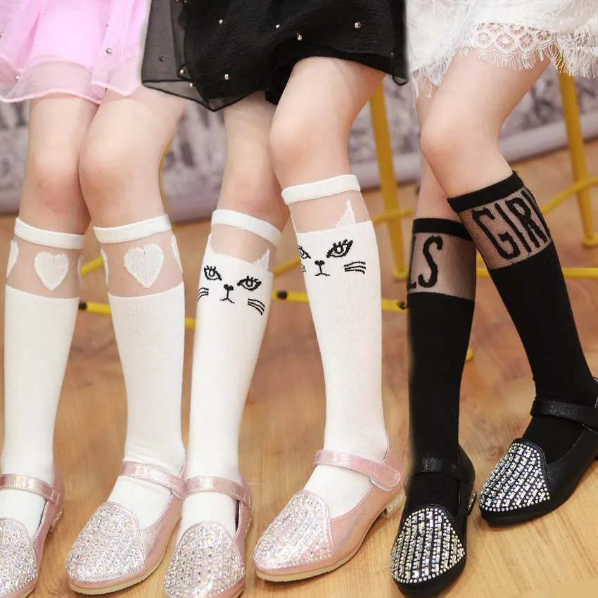 Cute Children's Knee High Socks for Toddlers Kids Baby Girls Solid Bow
