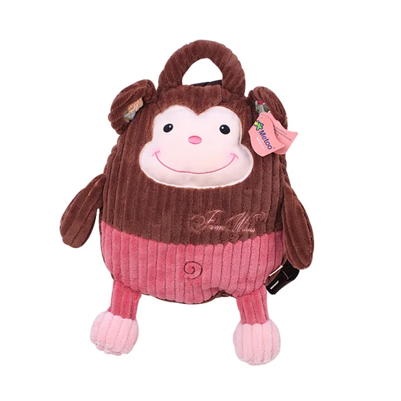 Игрушек! Супер милые плюшевые игрушки прекрасный metoo животных рюкзак мягкая свинка лягушка обезьяна кошка Ежик школьный подарок на день рождения ребенка 1p - Цвет: monkey