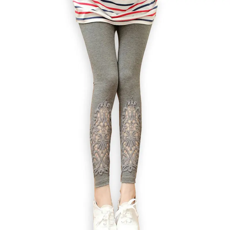 2018 Summer Thin Leggings Women Cotton Knitted Legging Hollow Out Lace