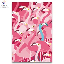 Diy Фламинго семья фотографии картина маслом рисовать Раскраска по номерам с кисточкой, краски и красочные холст для детей практика