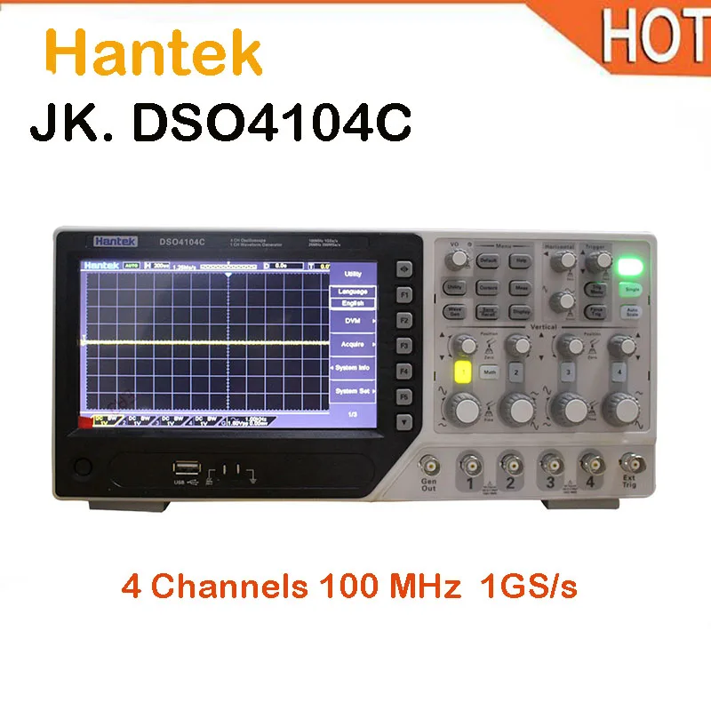 

Hantek DSO4104C Digital Oscilloscope Portable 80-250 MHz 4 Channels 1GSa/s Record Length 64K USB