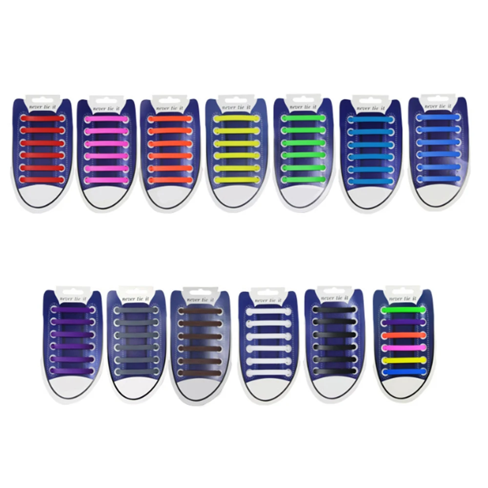 Buy 12 pcs/lot Elastic Silicone Shoelaces For Shoes