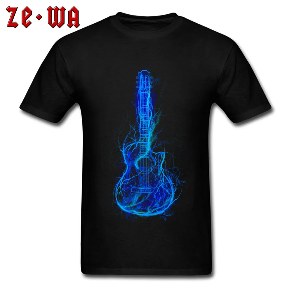 Dominant Electric Guitar 3D Printed T-Shirt Crewneck 100% Cotton Men Tops T Shirt Short Sleeve Tee-Shirts NEW YEAR DAY Electric Guitar black