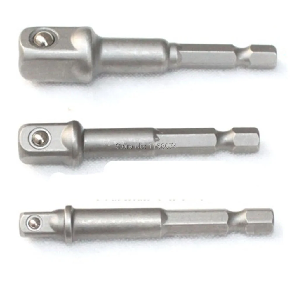 

3pcs Quick Change Chuck Socket Adapter Set Hex Shank To 1/4" 3/8" 1/2" Set New