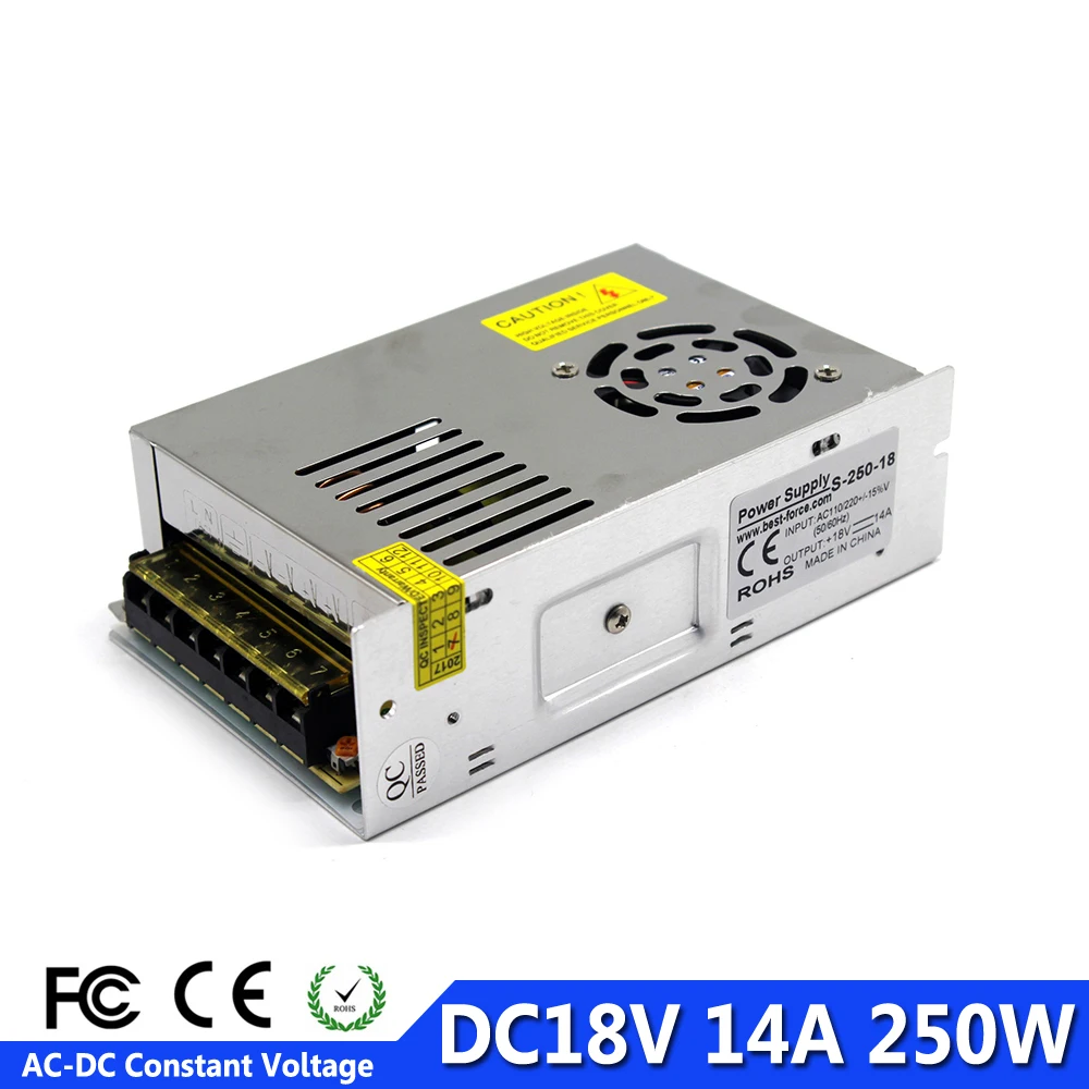 

Switchig Switch Power Supply DC18V 14A 250W Converter Transformers 110V 220V AC To DC 18V UPS for LED Strip Light Repeater Radio
