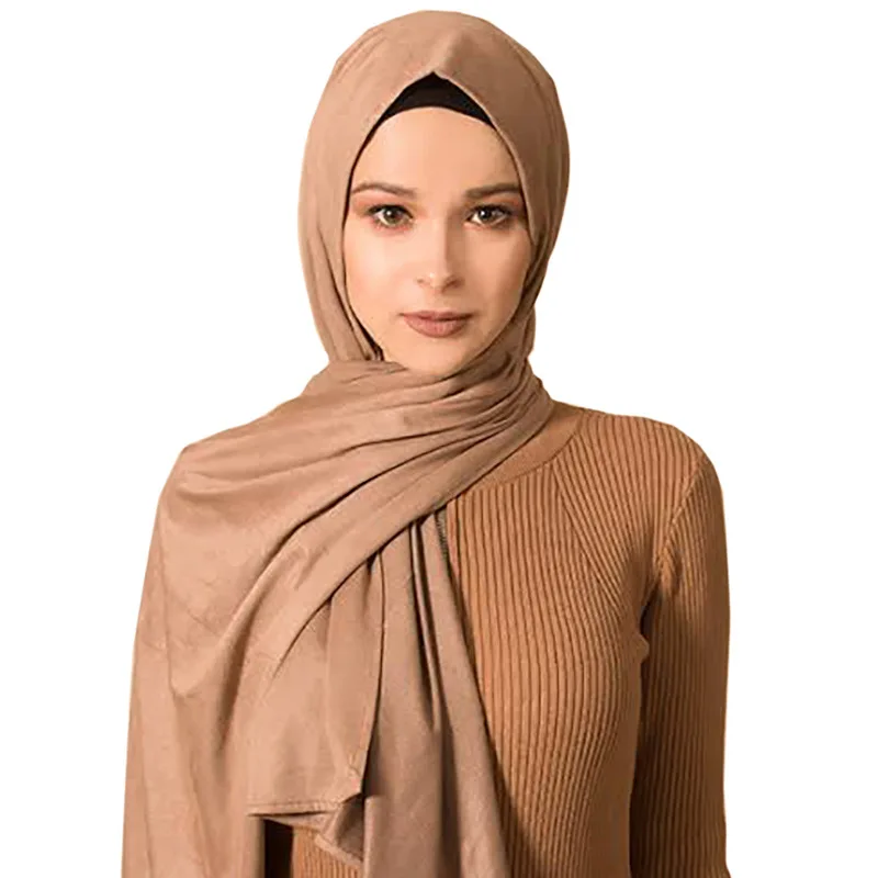 

Faux-leather muslim scarf women solid suede African hijab headband bufanda mujer scarfs for ladies