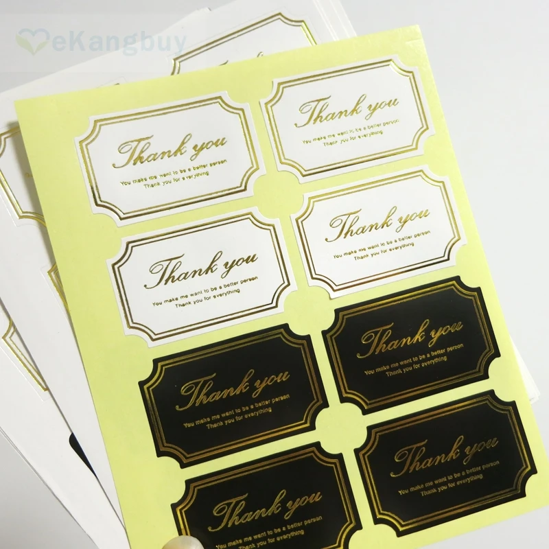 

400pcs/50sheets 2 Colors Gold Stamping Thank You Sticker Gift Packing Labels