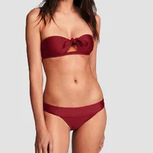 MUQGEW Мода с низкой талией сплошной Тощий Женский сплошной цвет набор купальник с мягкой чашкой, пляжная одежда из двух частей костюмы бикини#0122