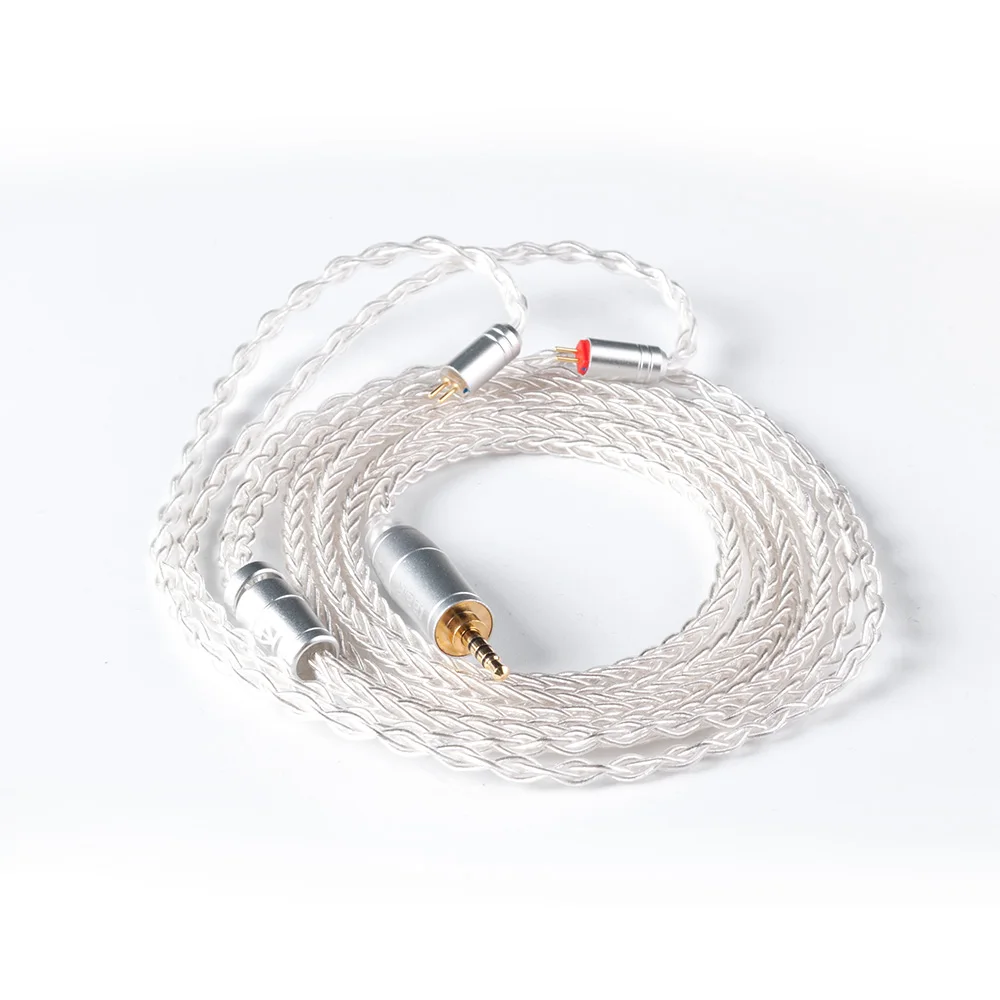 KBEAR 8 Core Upgraded Silver Plated Balanced Cable 2.5/3.5/4.4MM With MMCX/2pin/QDC Connector For KZ ZS10 ZSN Pro C12 ZSX BL-03 - Цвет: 2PIN2.5