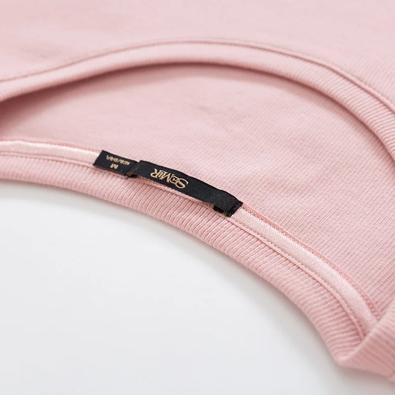 SEMIR женская футболка однотонная Повседневная с коротким рукавом и круглым