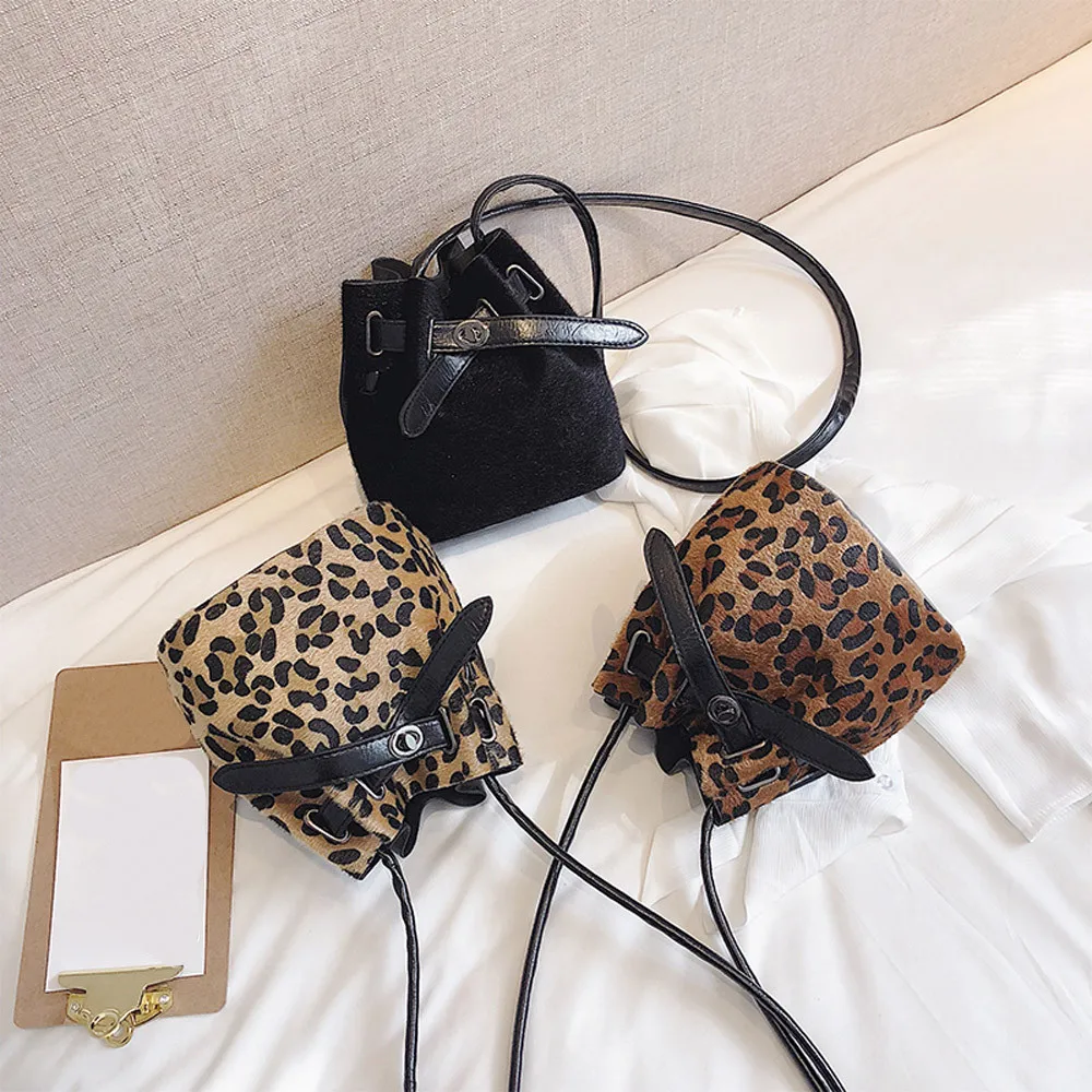 Женские кожаные сумки, сумки через плечо, плюшевые сумки-мессенджеры с леопардовым принтом, большие вместительные сумки через плечо