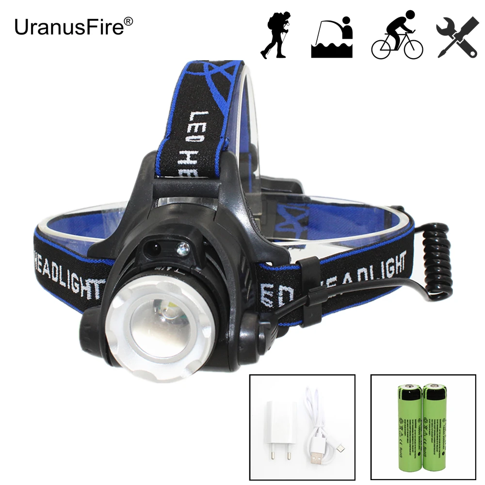 

IR Sensor Headlight Induction USB Rechargeable T6 LED Headlamp Flash light Head Lamp with USB Charger + 18650 Li-ion Battery