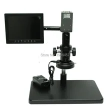 2.0MP 1/3 Inch Sensor Digital Industry Microscope Camera VGA Outputs+C-mount Lens+Adjustable LED Lights+Holder+8-inch Monitor
