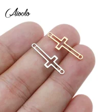 Aiovlo 5 шт./лот, браслет из нержавеющей стали с крестиком, соединители для браслетов, подвески, подвеска, сделай сам, серьги, аксессуары для изготовления ювелирных изделий