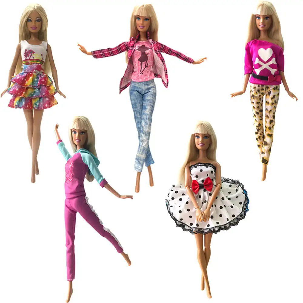 NK Mix style 5 шт./лот платье для куклы супер красивая одежда модная повседневная одежда Одежда для куклы Барби аксессуары DIY игрушки JJ - Цвет: J