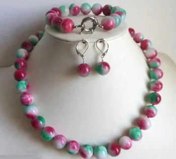 

Stunning 10mm Color Beads Necklace Bracelet Earrings Set >AA