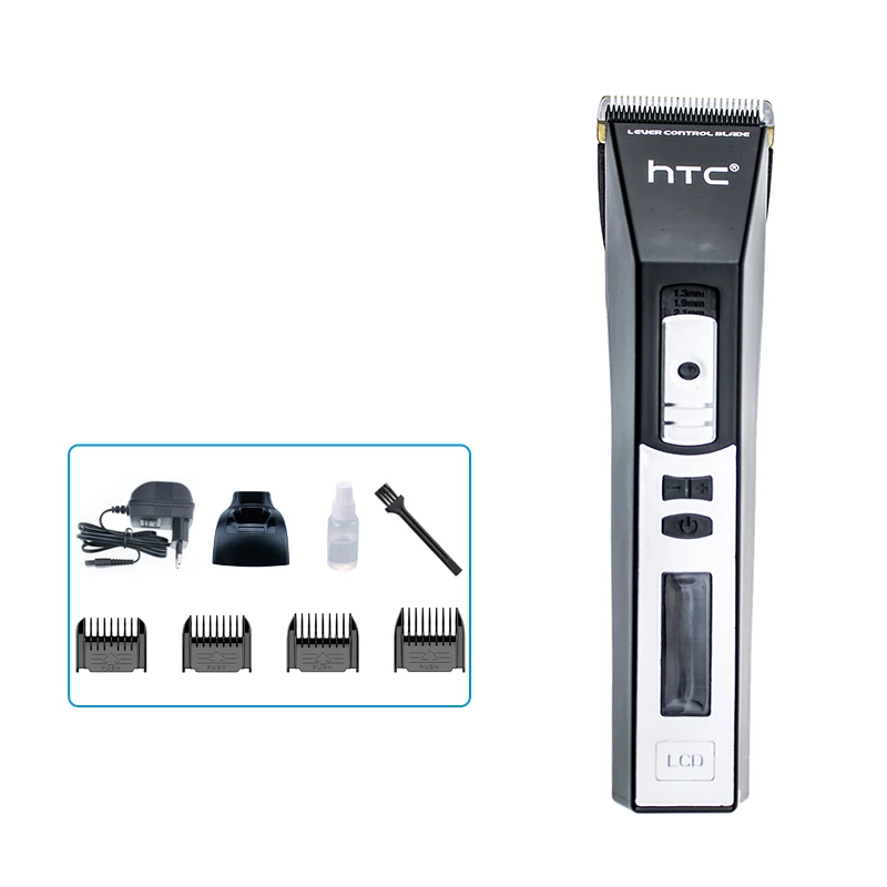 Htc Lcd электрическая машинка для стрижки волос, электробритва, профессиональный триммер для волос, мотор, острый и светильник, набор лезвий с 4 размерами