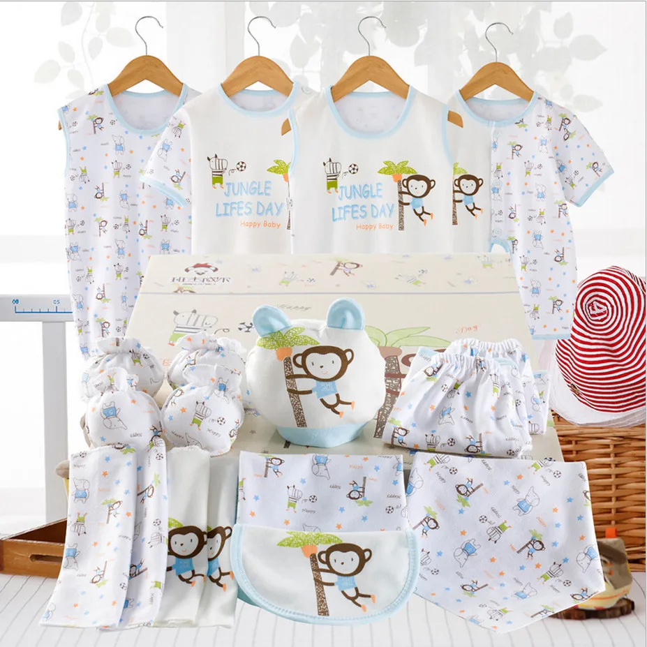 

newborn baby clothes summer clothing set gift set 100% cotton short sleeve infant boys & girls clothes suits 18 pieces set