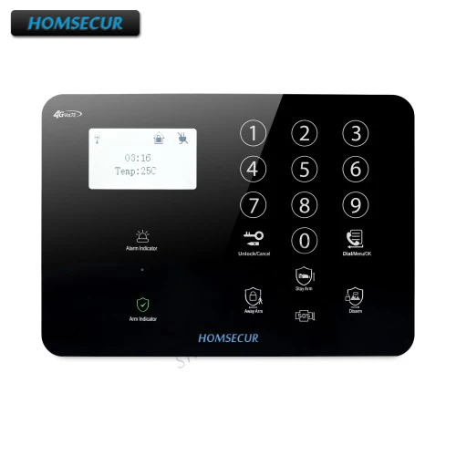 HOMSECUR Wireless/&wired 4G//3G//GSM Home House Alarm System+Multi-Languages Menu