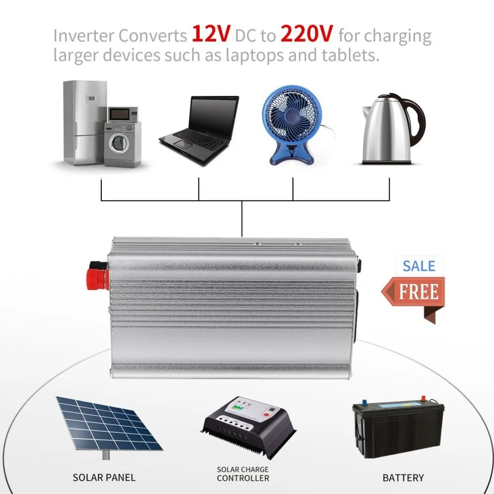 

1500W Car DC 12V to AC 220V Overload Protection Reverse Polarity Protection Power Inverter Charger Converter For Electronic Hot