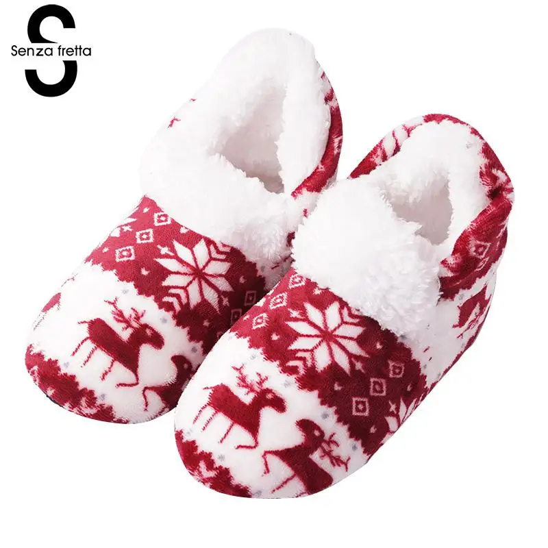 

Senza Fretta Warm Home Shoe Women Floor Soft Sole Ankle Boots Winter Indoor House Women Shoes Long Socks Christmas Style LDJ7764