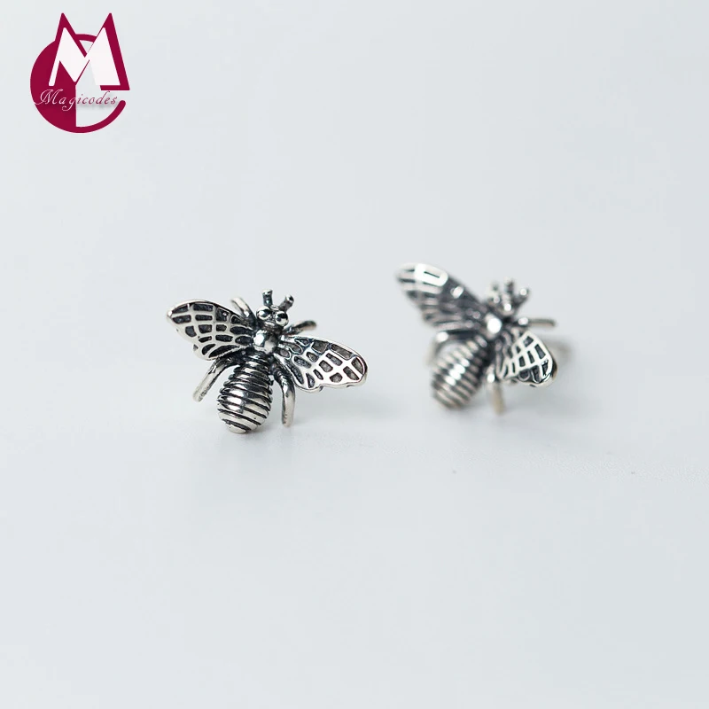 Hnadmade насекомое летающая птица мед Шмель гвоздики Пчелка серьги для женщин Винтаж животное Настоящее 925 пробы серебряные ювелирные изделия E6662