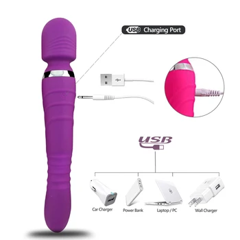 Telescopic Heating Wand Vibrator Dual Motor Rotating G Spot Vibrator Vagina Clit Massager Female Masturbator Sex Toys for Women 3