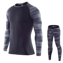 Pack of 2 Men Fitness Suit Compression T shirt Legging Tights Bodybuilding Clothes Workout Fitness Sportswear