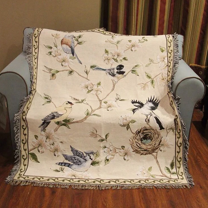 Classical bird and flower blanket quality multifunction cotton Yarn