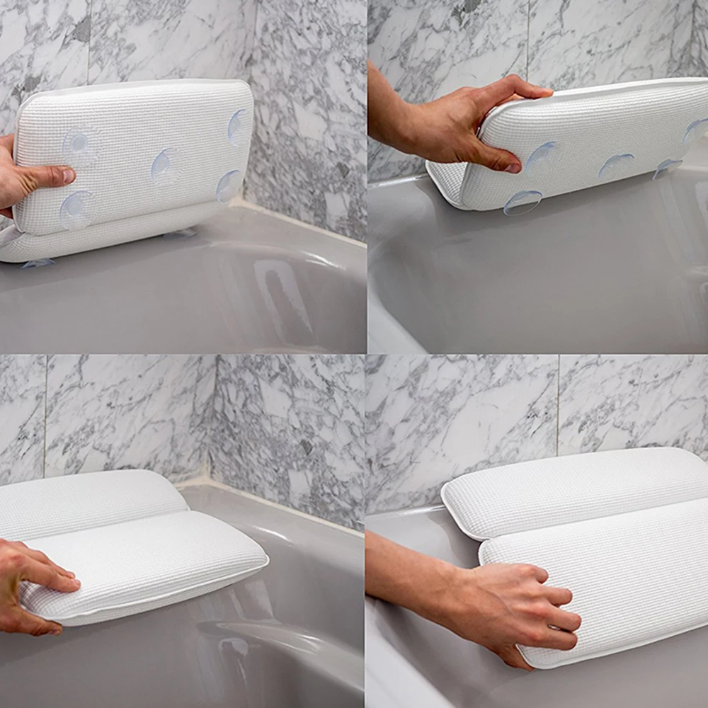 Yesbaby Headrest Sucker Waterproof Coarse Grain Soft Bath Pillow Bathroom Soft Pillows