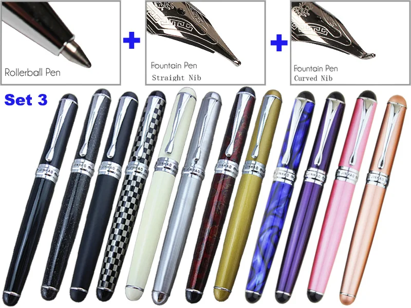 

Set 3 of Fountain Pen Calligraphy Curve Nib + Straight Nib + RollerBall pen original JINHAO 750 Free Shipping
